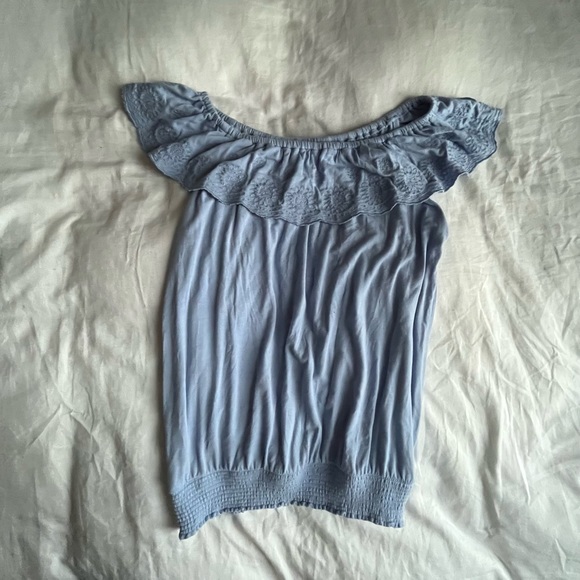 PERIWINKLE OFF THE SHOULDER TOP - Picture 4 of 4